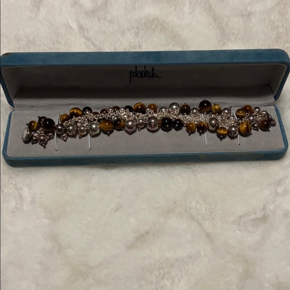Paola Valentini sterling tigers eye charm bracelet